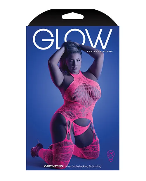 Vibrators Glow Captivating Halter Bodystocking Gstring Neon Pink Fantasy Lingerie Vibrators Glow Captivating Halter Bodystocking Gstring Neon Pink Fantasy Lingerie