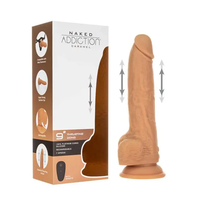 Nalpac Dildos Naked Addiction Thrusting Dong with Remote 9 in Caramel