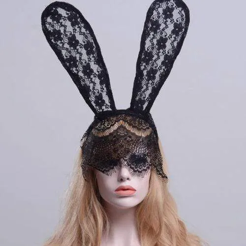 CHASTITY CAGE CO Sexiness Overload Lace Bunny Ears Mask Helmet Female Sex Toys CHASTITY CAGE CO Sexiness Overload Lace Bunny Ears Mask Helmet Female Sex Toys