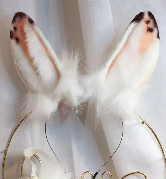 Hair Accessories Speckle Rabbit Ears Headband White Tail Bdsm Pet Play Cosplay House of Dasein Vibrators