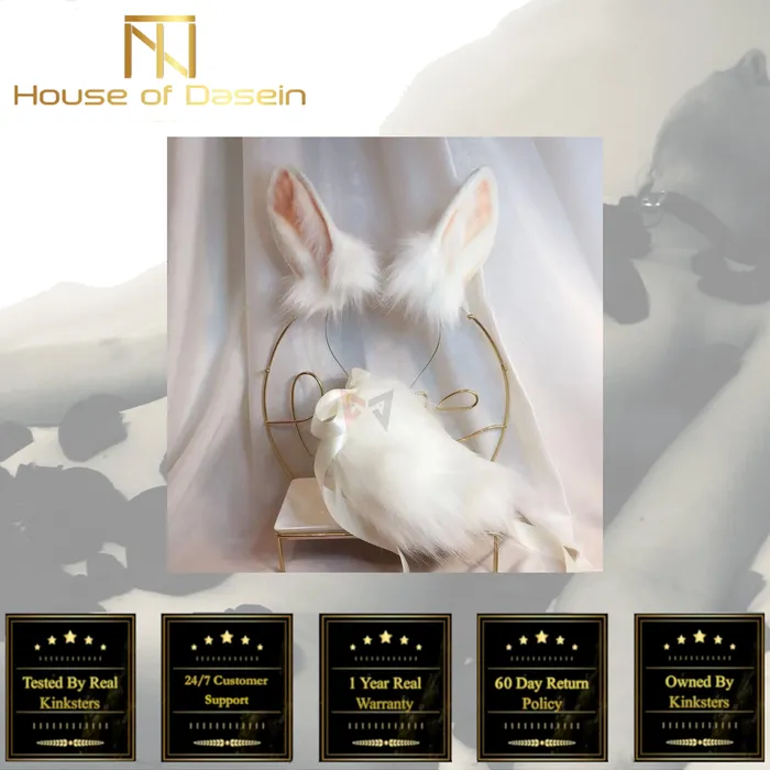 Hair Accessories Speckle Rabbit Ears Headband White Tail Bdsm Pet Play Cosplay House of Dasein Vibrators
