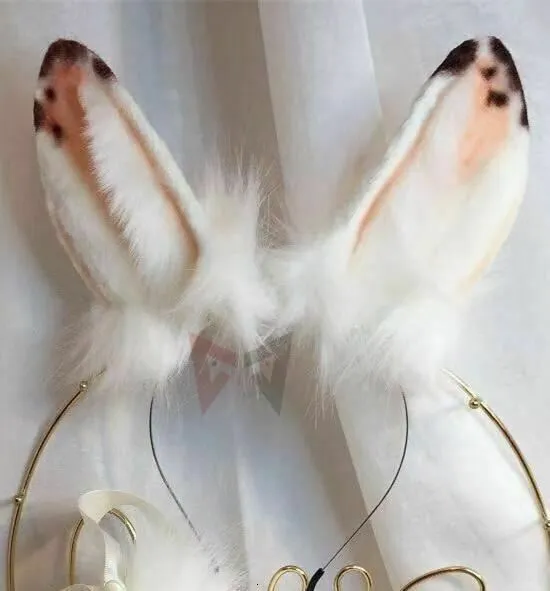 Hair Accessories Speckle Rabbit Ears Headband White Tail Bdsm Pet Play Cosplay House of Dasein Vibrators