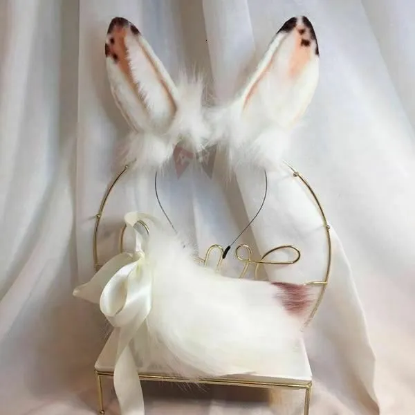 Hair Accessories Speckle Rabbit Ears Headband White Tail Bdsm Pet Play Cosplay House of Dasein Vibrators