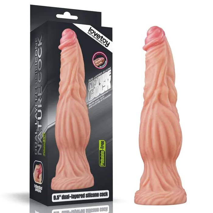 LOVETOY NATURE COCK DUAL LAYERED SILICONE 95 INCH Dildos