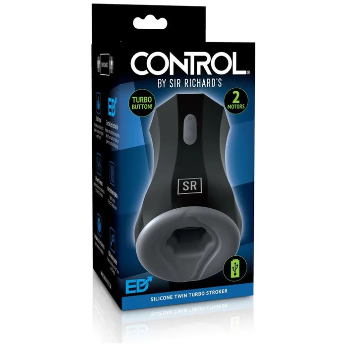 Sir Richards Male Sex Toys Silicone Twin Turbo Stroker Black Sir Richards Male Sex Toys Silicone Twin Turbo Stroker Black
