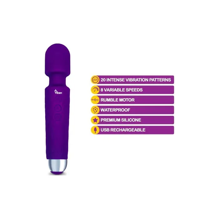 Viben Vibrators Viben Tempest Travel Wand Massager Violet
