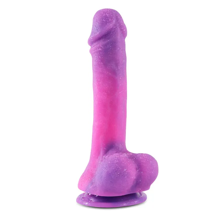 B94 Starry Violet Realistic Liquid Silicone Suction Cup Dildo with Balls 83 Inch Modi Female Sex Toys