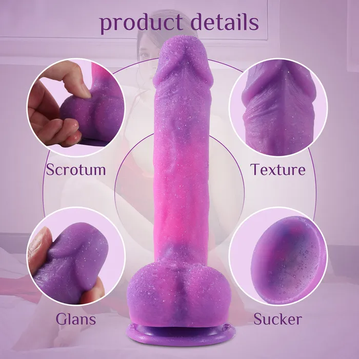 B94 Starry Violet Realistic Liquid Silicone Suction Cup Dildo with Balls 83 Inch Modi Female Sex Toys
