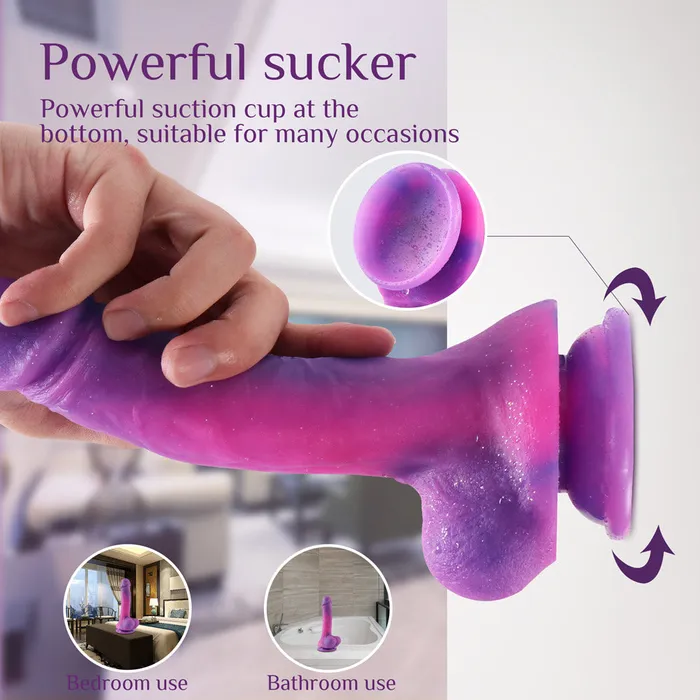 B94 Starry Violet Realistic Liquid Silicone Suction Cup Dildo with Balls 83 Inch Modi Female Sex Toys