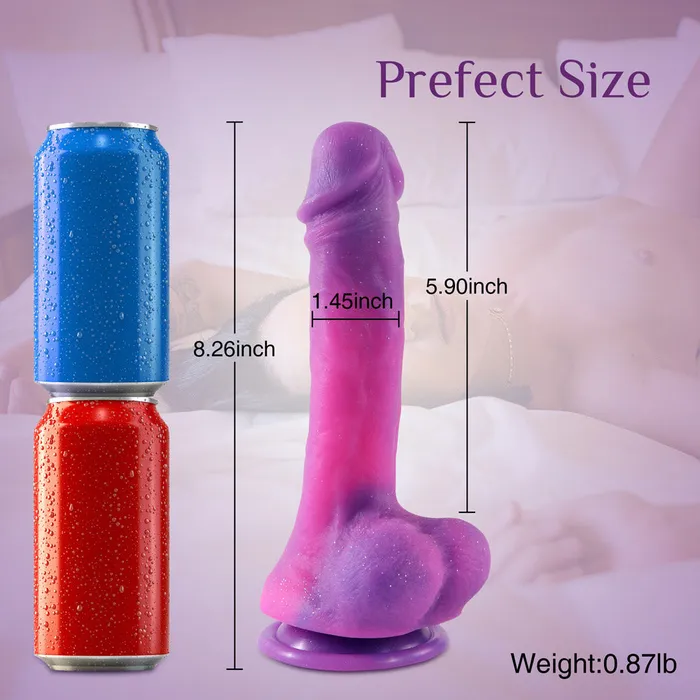 B94 Starry Violet Realistic Liquid Silicone Suction Cup Dildo with Balls 83 Inch Modi Female Sex Toys