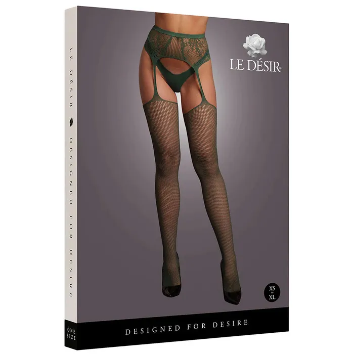 Couples Le Dsir Green Fishnet Lace Garter Belt Combo Shots Toys