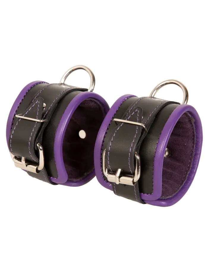 HonourSkintwocom Restraints Purple Trim Leather Wrist Cuffs HonourSkintwocom Restraints Purple Trim Leather Wrist Cuffs