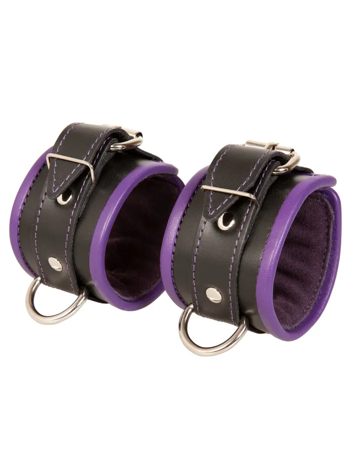 HonourSkintwocom Restraints Purple Trim Leather Wrist Cuffs HonourSkintwocom Restraints Purple Trim Leather Wrist Cuffs