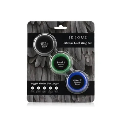 Je Joue Male Sex Toys Je Joue Silicone Cock Ring 3Piece Set BlackGreenBlue