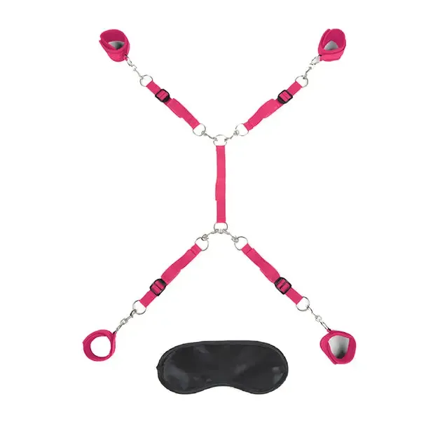 Lux Fetish Vibrators Lux Fetish 7Piece Bed Spreader Playful Restraint System Purple