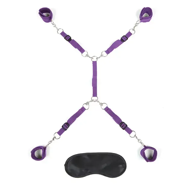 Lux Fetish Vibrators Lux Fetish 7Piece Bed Spreader Playful Restraint System Purple