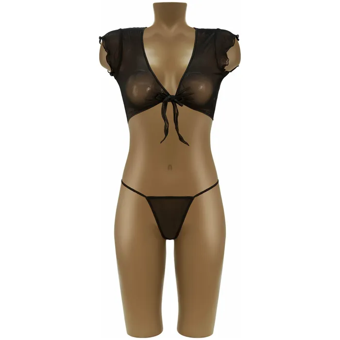 Other Brands Mesh Tie Top Ladies Black OS Anal