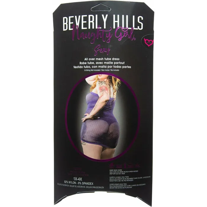 Vibrators Beverly Hills Beverly Hills Naughty Girl All Over Mesh Tube Dress Purple One Size