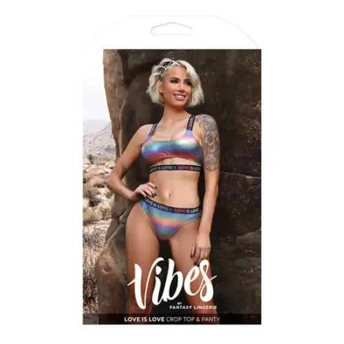 Vibrators Fantasy Lingerie Fantasy Lingerie Vibes Love is Love Underboob Cutout Top Cheeky Panty Rainbow Holo SM Vibrators Fantasy Lingerie Fantasy Lingerie Vibes Love is Love Underboob Cutout Top Cheeky Panty Rainbow Holo SM