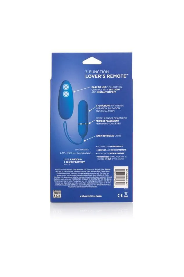 Cal Exotics 7 Function Lovers Remote Bullet Vibrator Blue Cal Exotics Vibrators