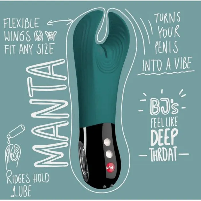 Fun Factory Manta Rechargeable Vibrating Male Stroker For Men Moss Green Fun Factory Male Sex Toys
