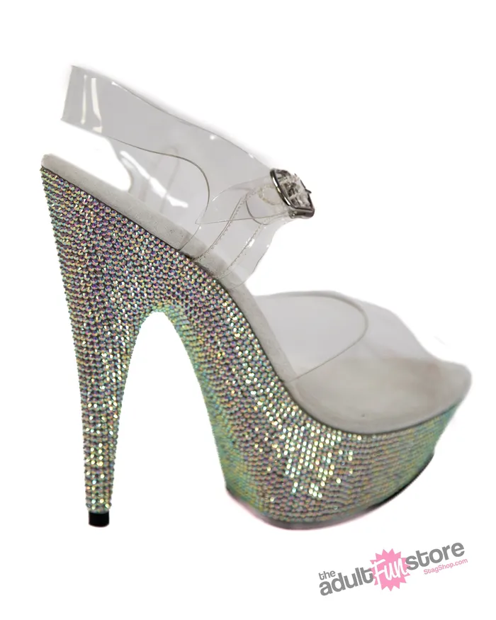 Lapdance Shoes LS16 6 Rhinestone Platform Sandal Clear Lapdance Dildos