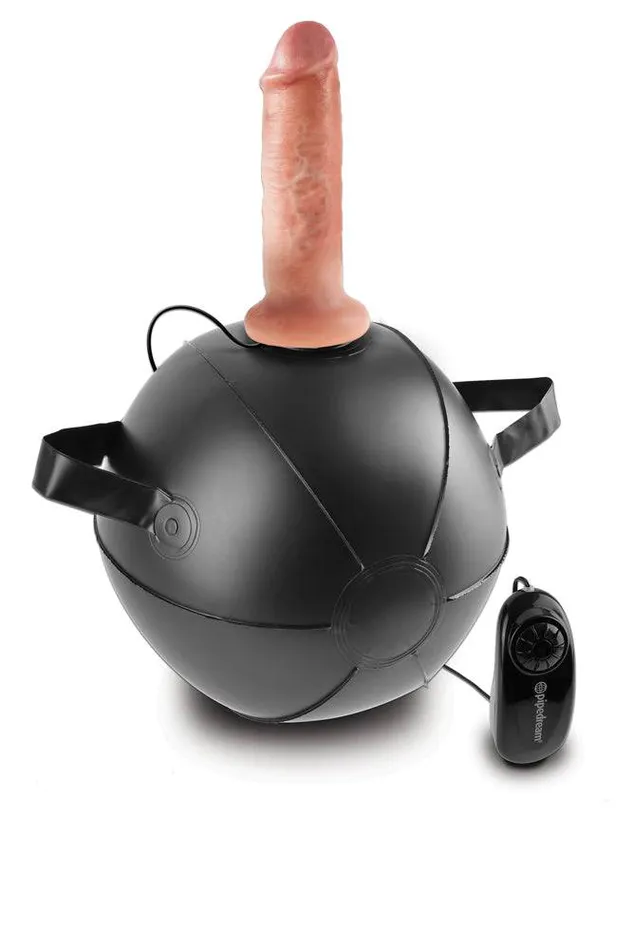 Pipedream Dildos Pipedream King Cock Vibrating Mini Sex Ball with Realistic Dildo 6 inch BeigeBlack