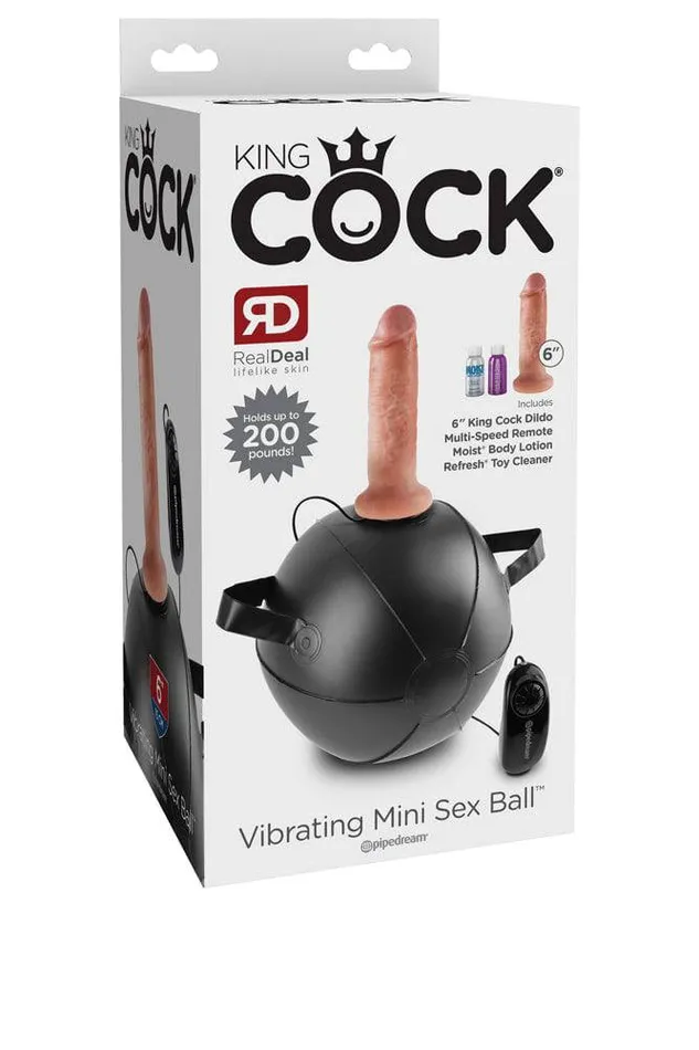 Pipedream Dildos Pipedream King Cock Vibrating Mini Sex Ball with Realistic Dildo 6 inch BeigeBlack