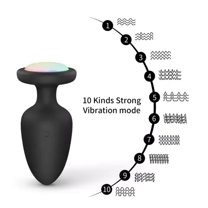Remote Control Vibrating Anal Plug with LED Light Adultskart Male Sex Toys