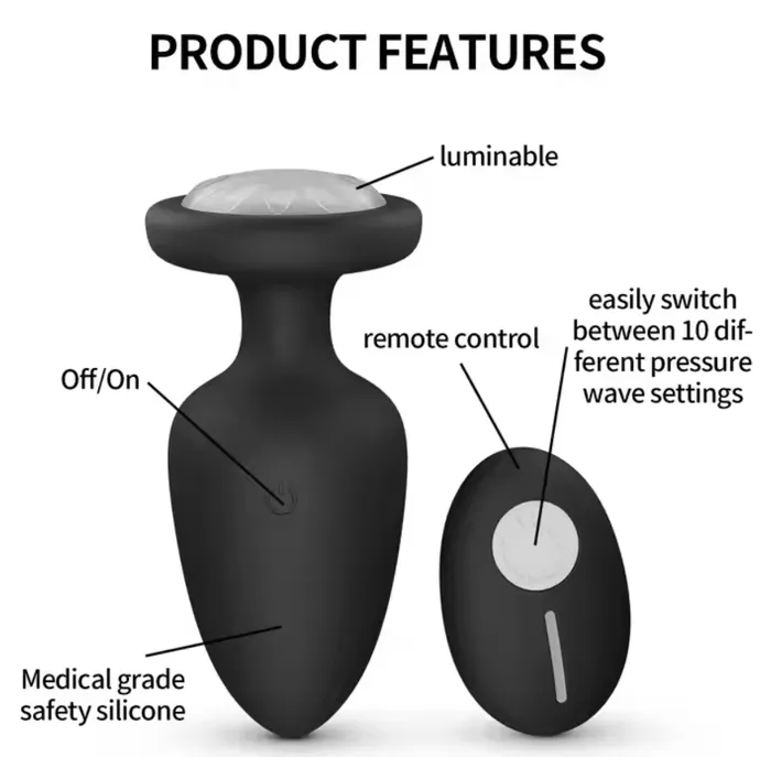 Remote Control Vibrating Anal Plug with LED Light Adultskart Male Sex Toys