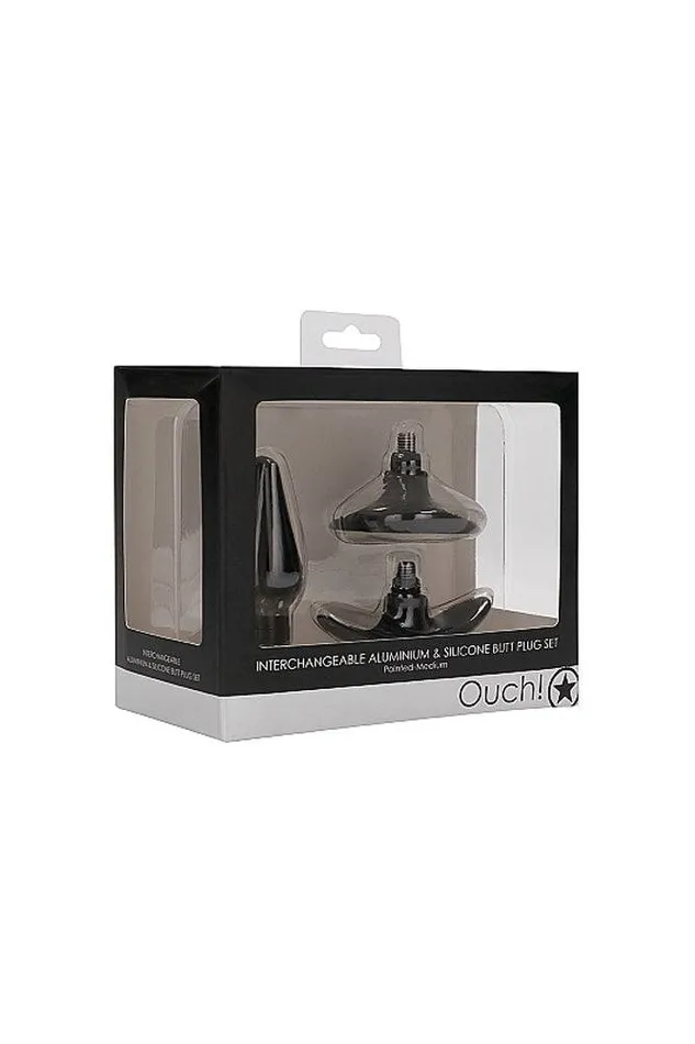 Shots Toys Anal Ouch by Shots Toys Interchangeable Butt Plug Set Black