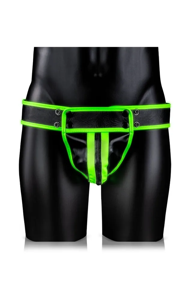 Shots Toys Dildos Ouch by Shots Toys Glow Striped Jock Strap Style 2 Glow in the Dark
