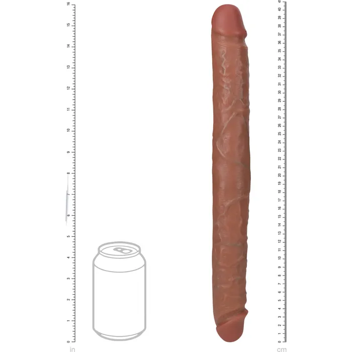 Shots Toys Dildos Shots Real Rock Straight Thick 16 Inch Double Dildo Tan