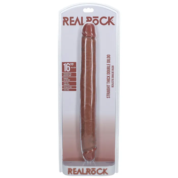 Shots Toys Dildos Shots Real Rock Straight Thick 16 Inch Double Dildo Tan