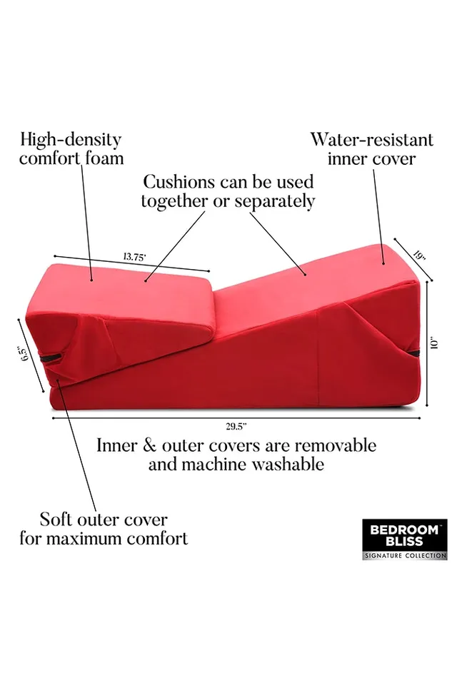 Vibrators XR Brands XR Brands Bedroom Bliss Love Cushion Foam Wedge Pillow Set Red