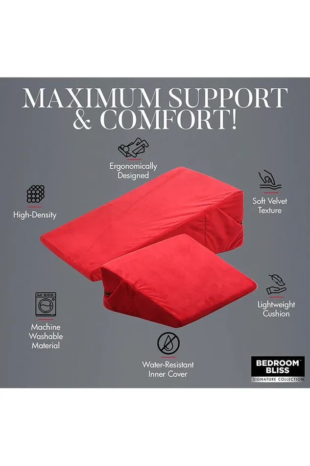 Vibrators XR Brands XR Brands Bedroom Bliss Love Cushion Foam Wedge Pillow Set Red