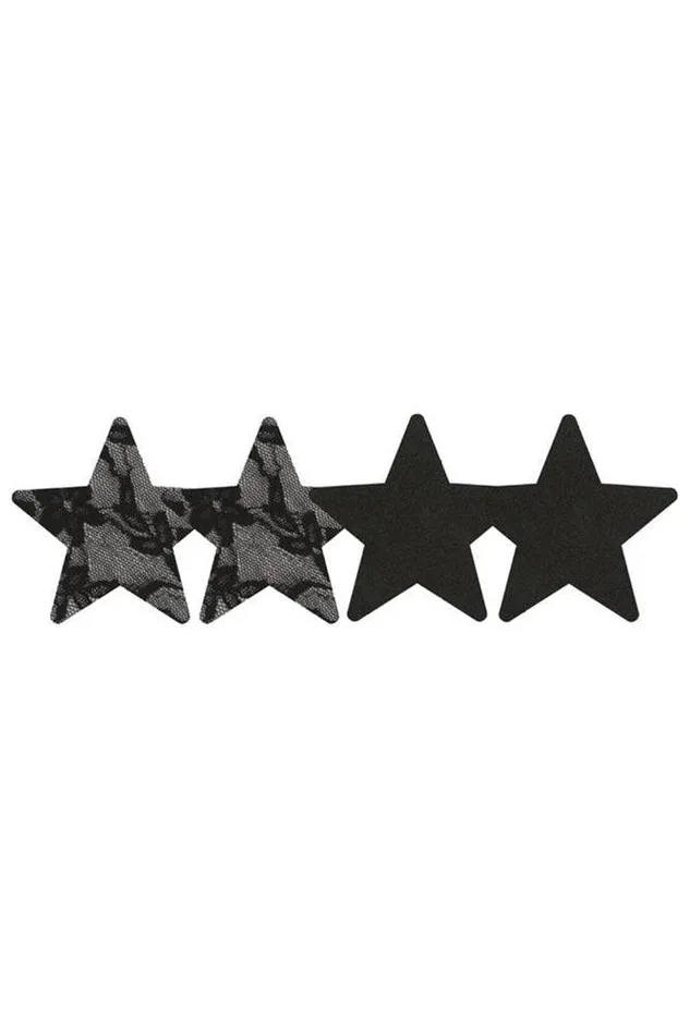 XGen Anal XGen Peekaboos Satin and Lace Stars Pasties Black