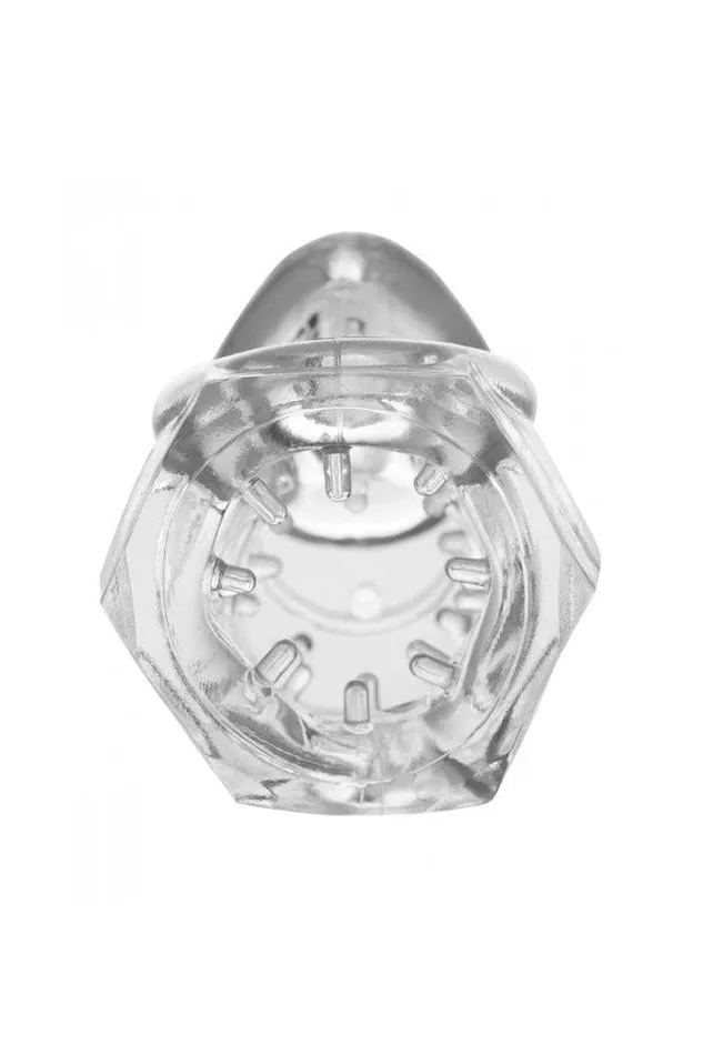 XR Brands Male Sex Toys XR Brands Master Series Detained 20 Restrictive Chastity Cage With Nubs Clear