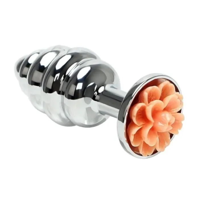 Shiny Ribbed Pretty Flower Metal Plug 276 Long Lovegasm Anal