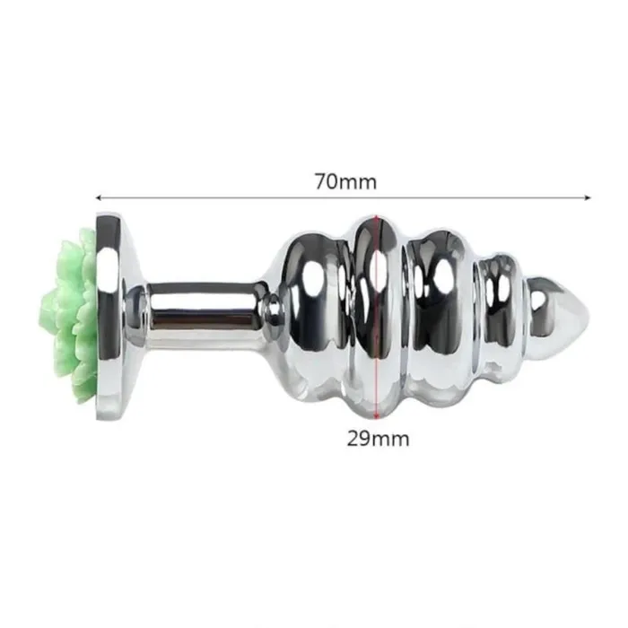 Shiny Ribbed Pretty Flower Metal Plug 276 Long Lovegasm Anal