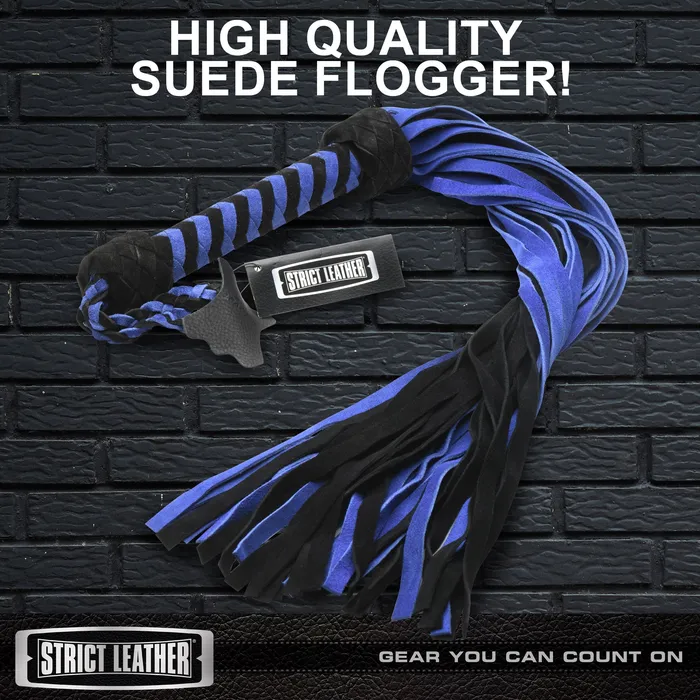 Strict Leather Vibrators Suede Black and Blue Flogger