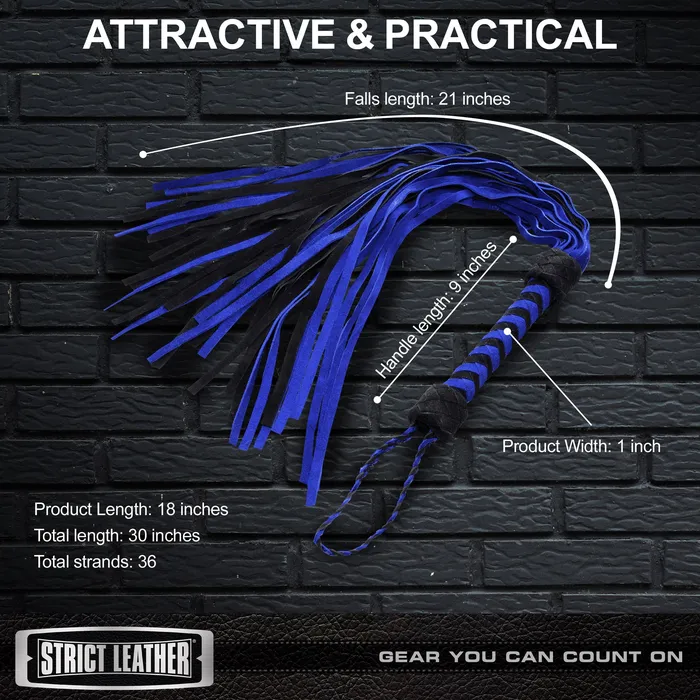 Strict Leather Vibrators Suede Black and Blue Flogger