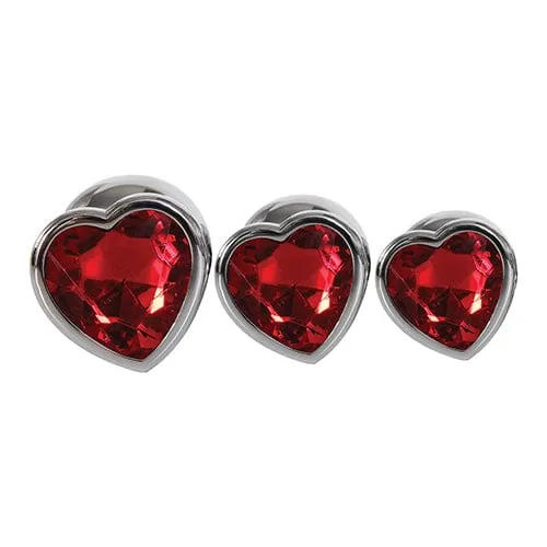 Adam Eve Three Hearts Gem Anal Plug Set SilverRed Adam Eve Anal