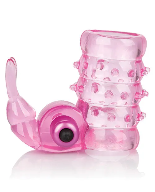 California Exotic Novelties Vibrators Basic Essentials Stretchy Vibrating Bunny Enhancer Pink