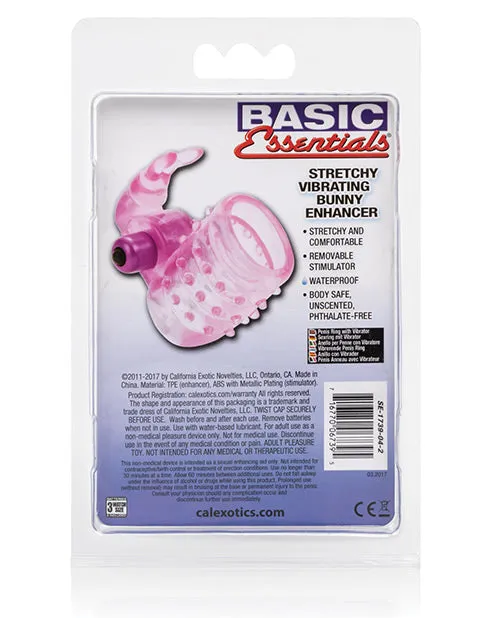 California Exotic Novelties Vibrators Basic Essentials Stretchy Vibrating Bunny Enhancer Pink