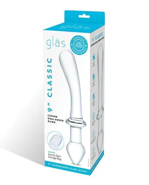Dildos Electric Eel INC Glas 9 Classic Curved Dual Ended Dildo Clear