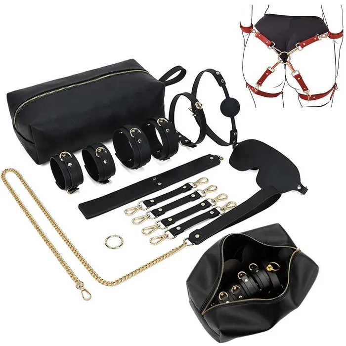 Genuine Leather Bondage Kits Sex Toys Sex Game for Couples Handcuff Ankle Cuffs Collar Gag Hogtie propinkup Couples Genuine Leather Bondage Kits Sex Toys Sex Game for Couples Handcuff Ankle Cuffs Collar Gag Hogtie propinkup Couples