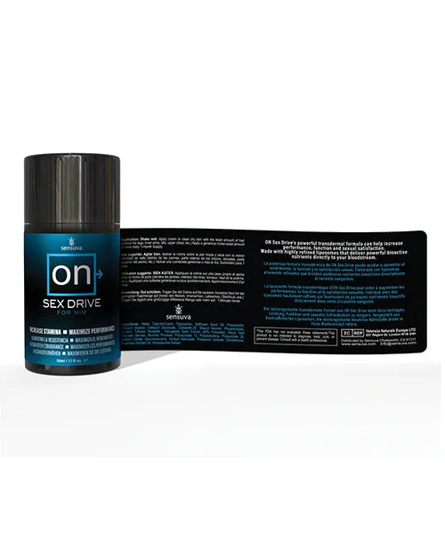 ON for Him Sex Drive Cream 17 oz Bottle Sensuva Valencia Naturals Female Sex Toys
