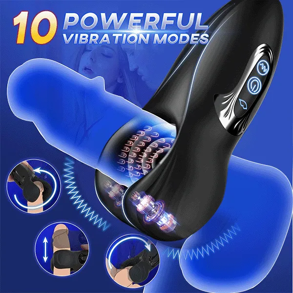 propinkup Male Sex Toys Male Masturbator Penis Training Vibrator with 10 Dual Headed Bite Vibration