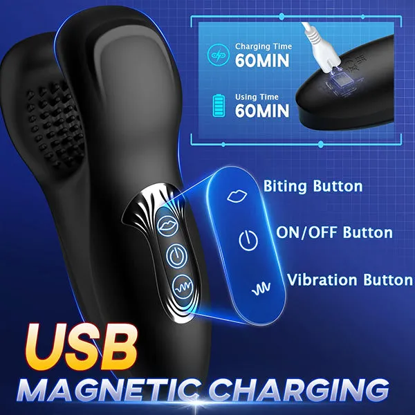 propinkup Male Sex Toys Male Masturbator Penis Training Vibrator with 10 Dual Headed Bite Vibration